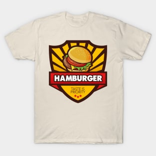 Cool Hamburger Emblem Style T-Shirt